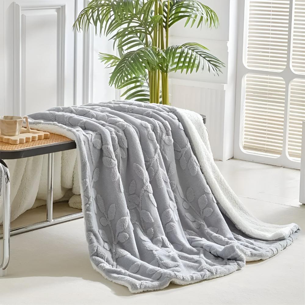 Cozy Leaf Sherpa Blanket for Warmth and Style - Soft Throw Blanket