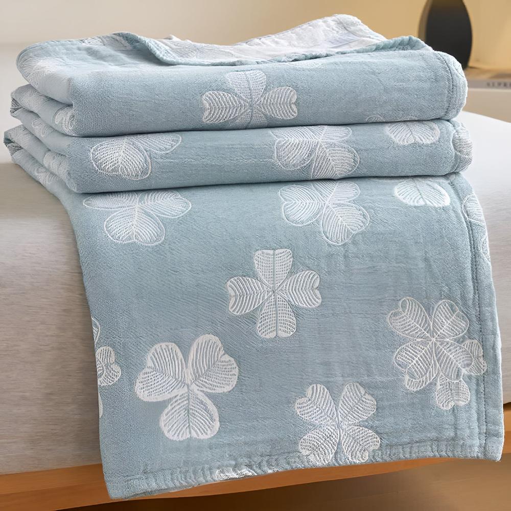 Cozy Four Leaf Clover Cotton Blanket - Soft, Warm, and Stylish Throw