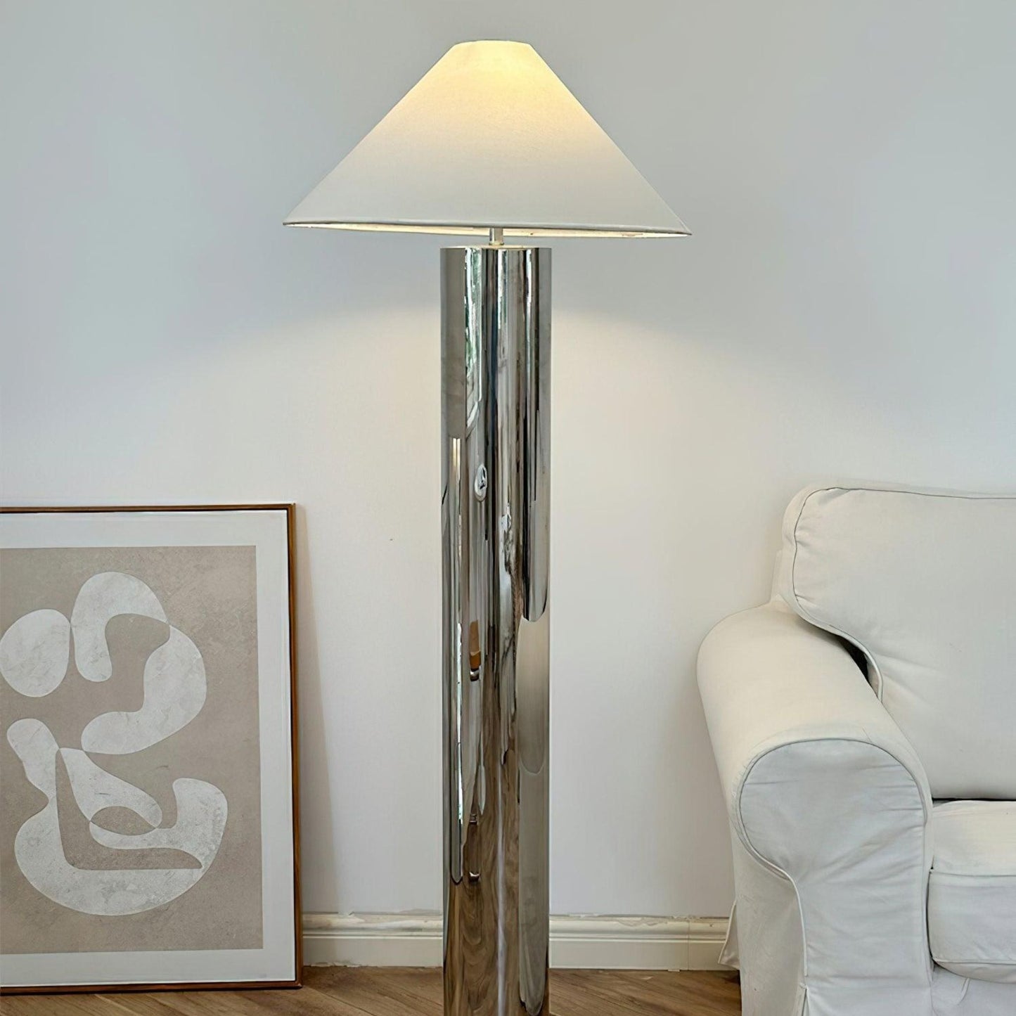 Lampadaire moderne en acier inoxydable - Éclairage LED élégant pour salon et chambre