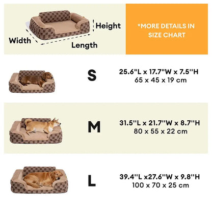 Coussin orthopédique lavable pour chien - Motif à carreaux moelleux et chaud