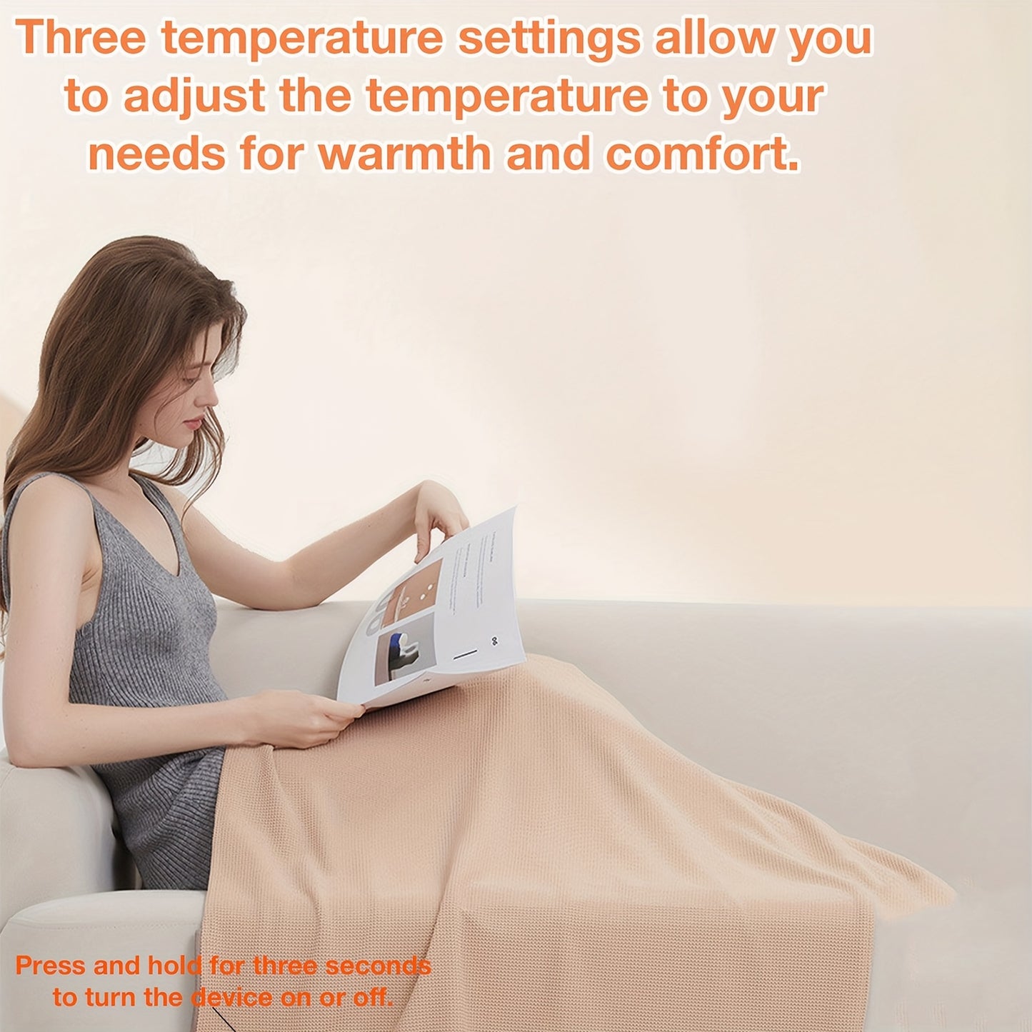 Elektrische Deken USB Verhitte Plaid, Verwarmende Sjaal, 3 Warmte instellingen, Zachte Stof