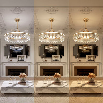 60cm Modern Gold Crystal Ceiling Fan with Light - Stylish Ceiling Light