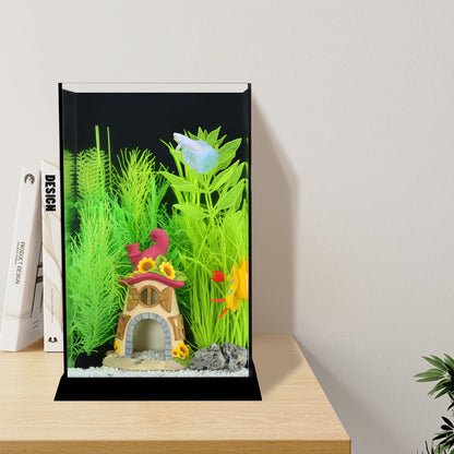 Grand aquarium en acrylique avec support - Aquarium élégant pour betta avec vue transparente, conception durable pour la maison ou le bureau
