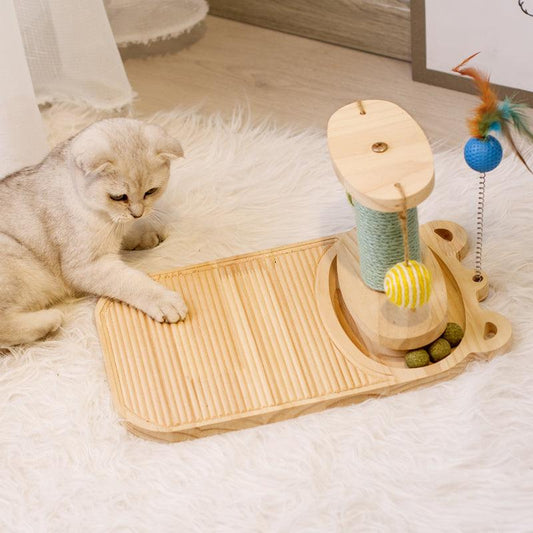 Cat Scratching Post with Interactive Maze Ball Toy for Cats