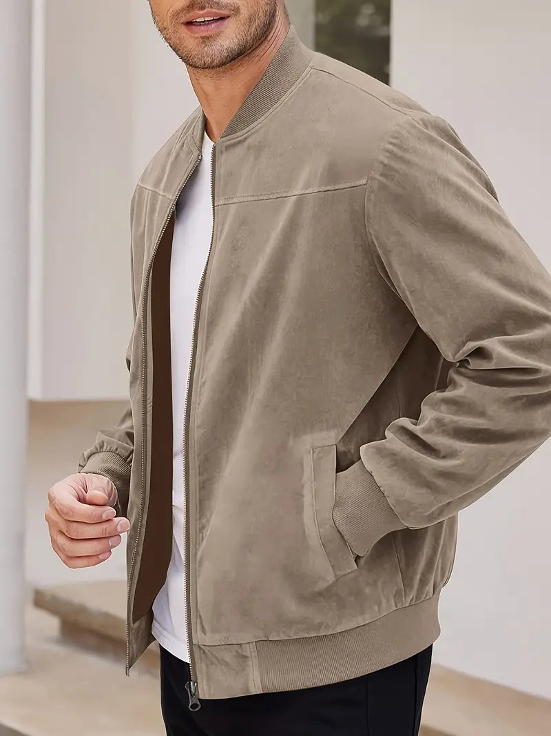 Solorfit | Veste zippée rétro légère pour hommes – Gros vêtements, vêtements de baseball, lave-linge, style léger 