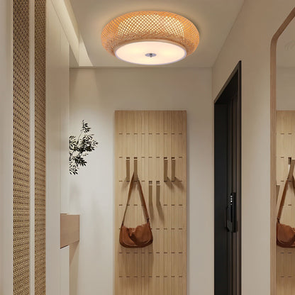 Plafonnier en bambou tissé à la main – Luminaire LED de style zen pour la décoration intérieure