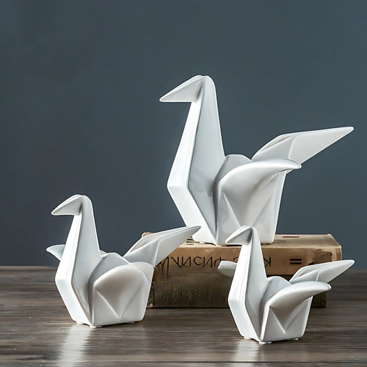 Figurine d'oiseau décorative en céramique origami pour la décoration intérieure