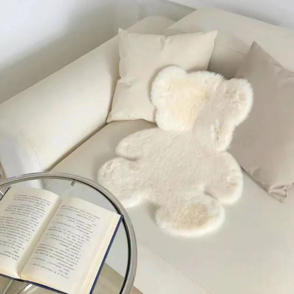 Tapis en peluche douce avec ours en peluche pour la décoration de la chambre d'enfant