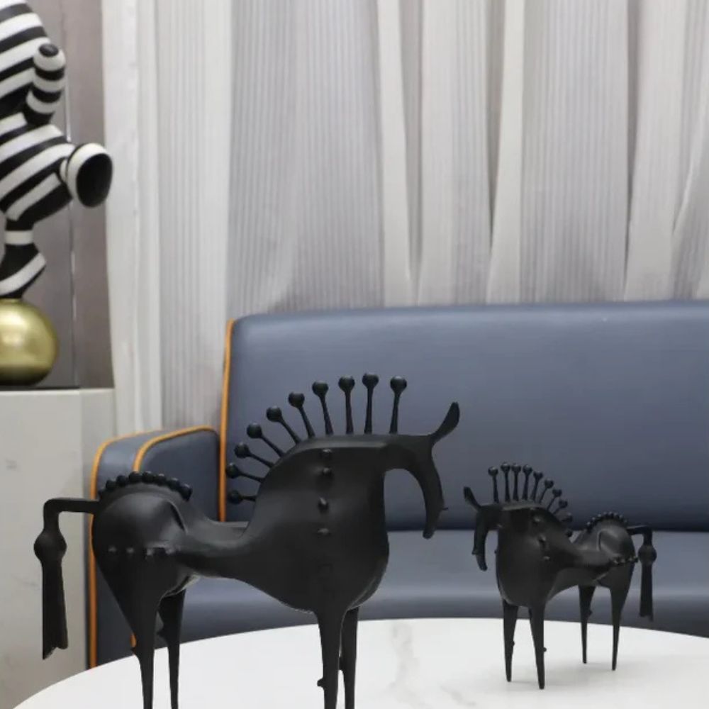 Black Stallion Horse Metal Art Sculpture for Home Decor