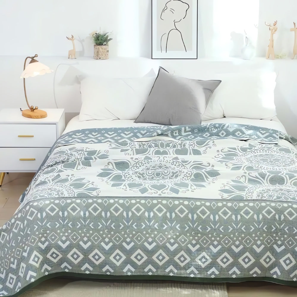 Cozy Floral Cotton Throw Blanket for Home Decor and Comfort