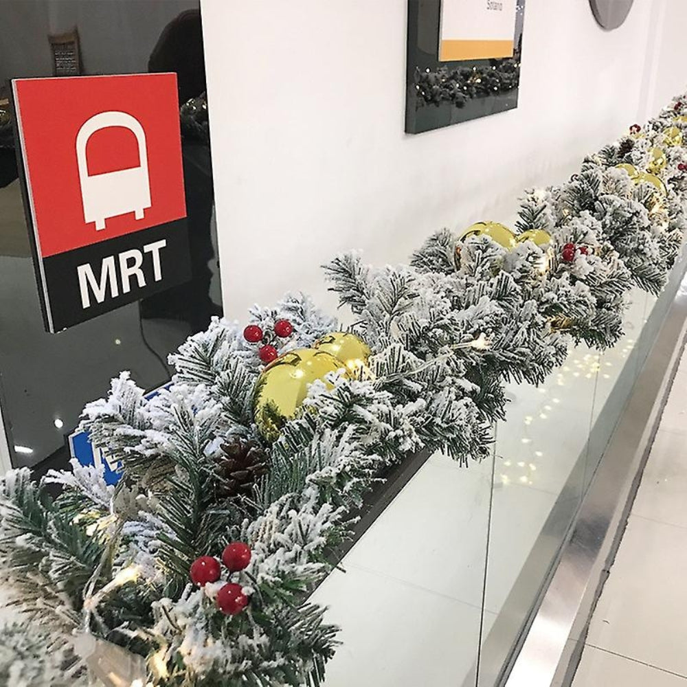 Guirlande de Noël givrée pour décoration des fêtes - Décoration hivernale festive