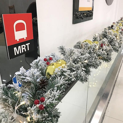 Guirlande de Noël givrée pour décoration des fêtes - Décoration hivernale festive