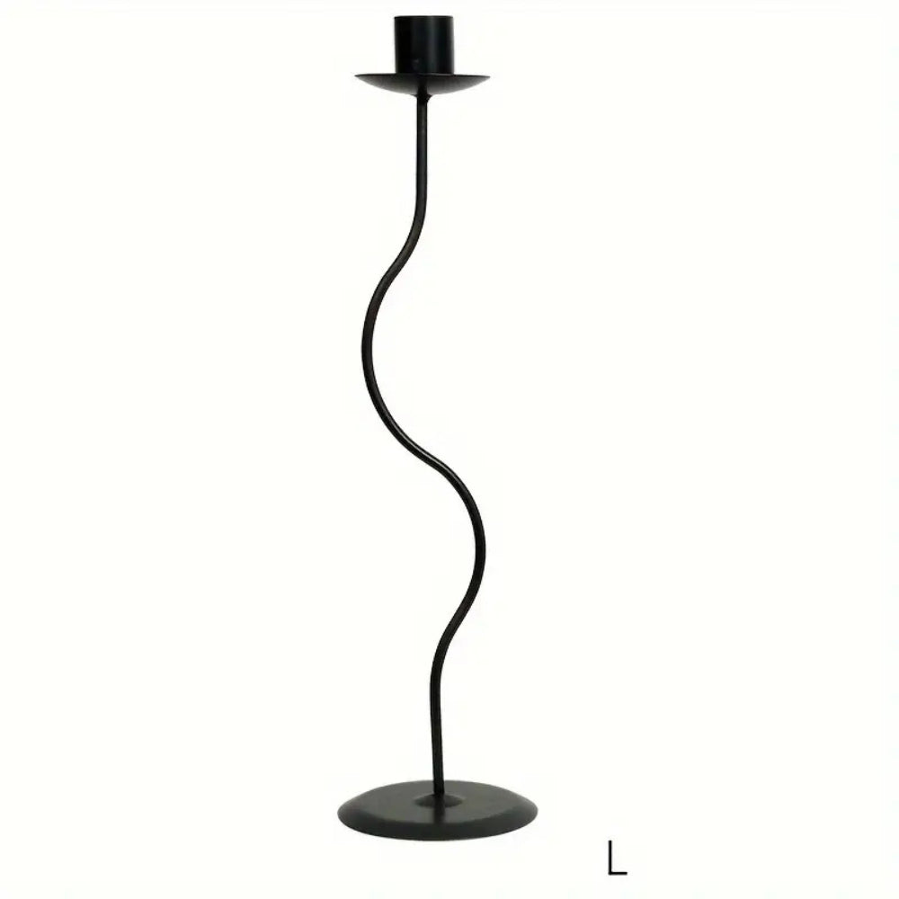 Wavy Iron Candle Holder for Home Decor - Sculpted Design