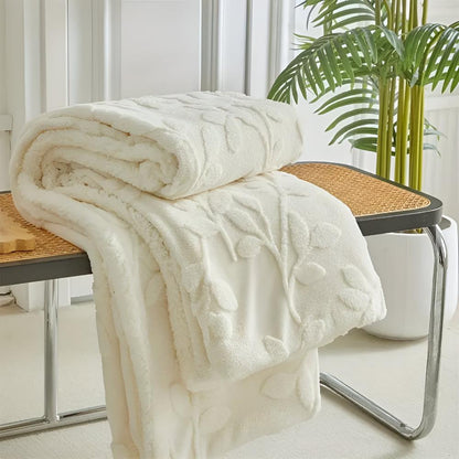 Cozy Leaf Sherpa Blanket for Warmth and Style - Soft Throw Blanket