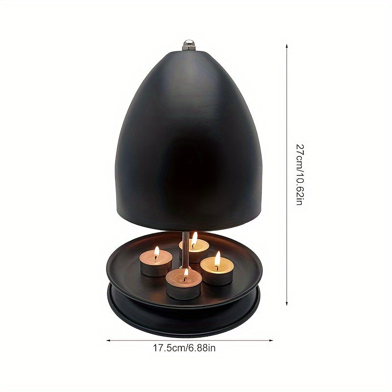 Black Tea Light Candle Warmer Kit with Hand Warmer & Holder - Flameless Heating for Home & Garden