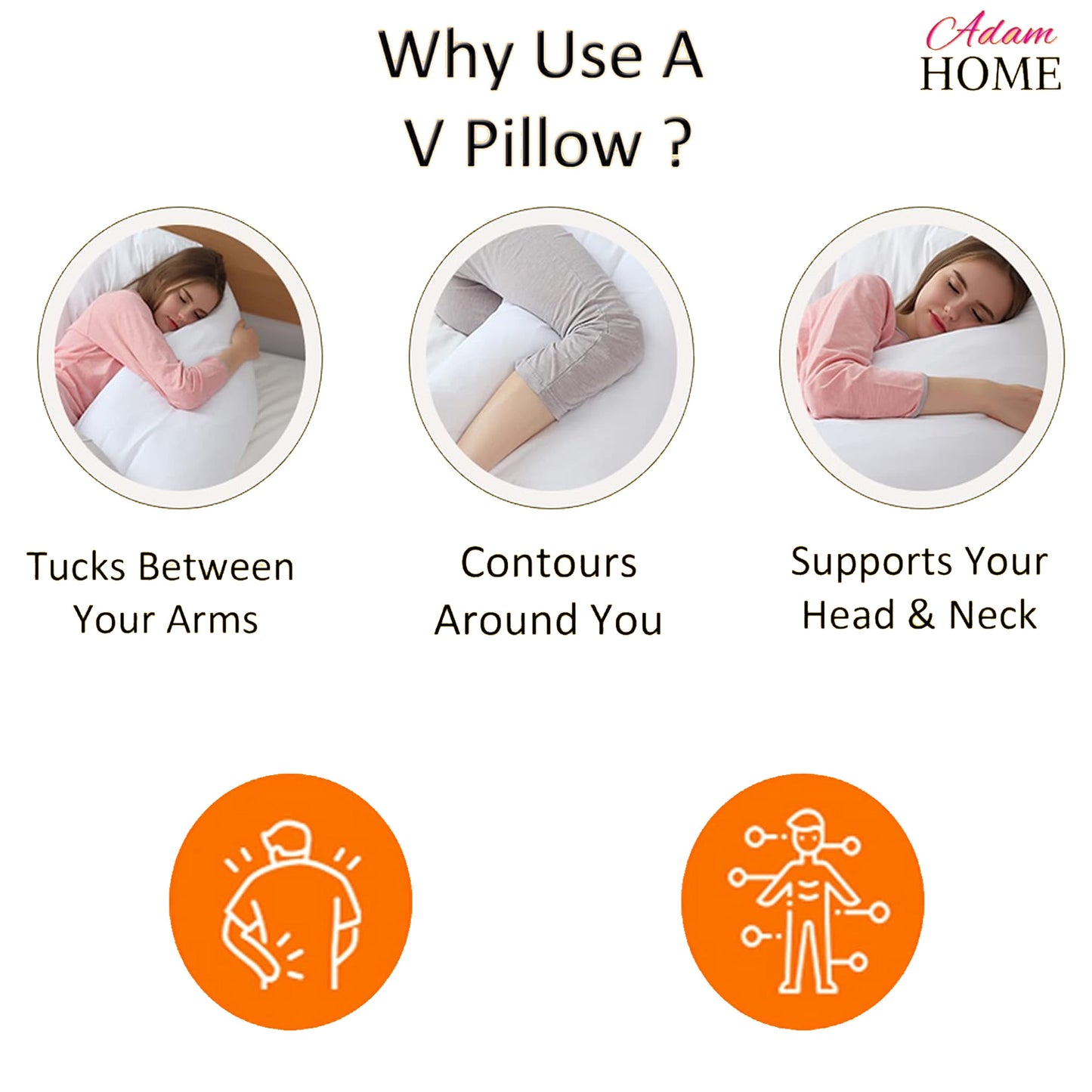 V Shaped Pillow with Case - Extra Filled Neck Support for Pregnancy, Nursing & Orthopedic Comfort