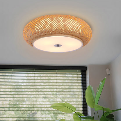 Lampe de plafond en bambou fabriquée à la main – Armatuur LED de style zen pour la décoration intérieure