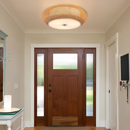 Plafonnier en bambou tissé à la main – Luminaire LED de style zen pour la décoration intérieure