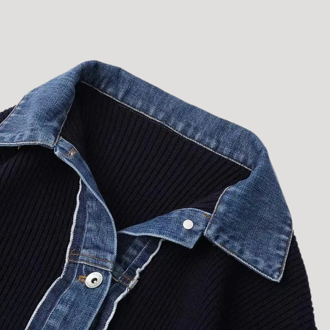 Veste de survêtement femme avec denim-besatz | Contraste plus élégant et style plus moderne