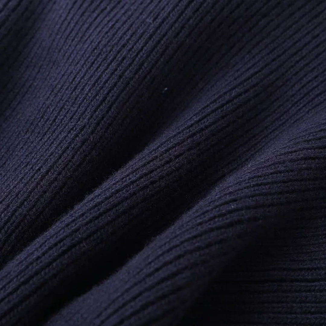 Dames Gebreide Cardigan avec Denim Accenten | Contraste élégant et style moderne