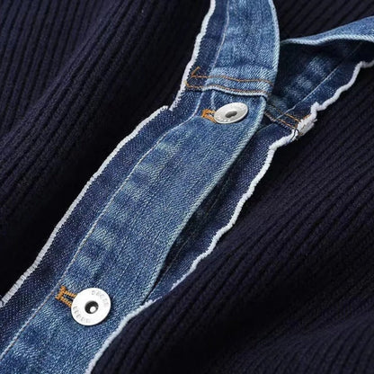 Veste de survêtement femme avec denim-besatz | Contraste plus élégant et style plus moderne