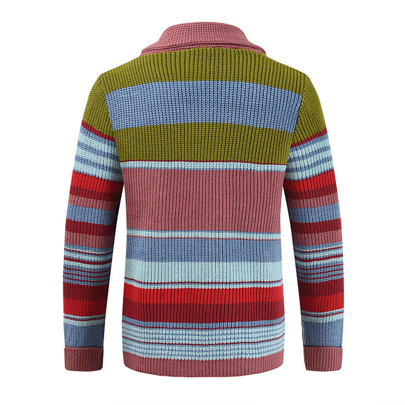 Herren Colorblock Revers Sweaterjacke – Modernes Strickdesign mit zeitlosem Stil