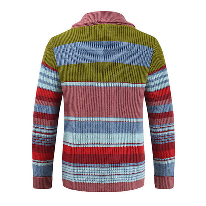 Herren Colorblock Revers Sweaterjacke – Modernes Strickdesign mit zeitlosem Stil