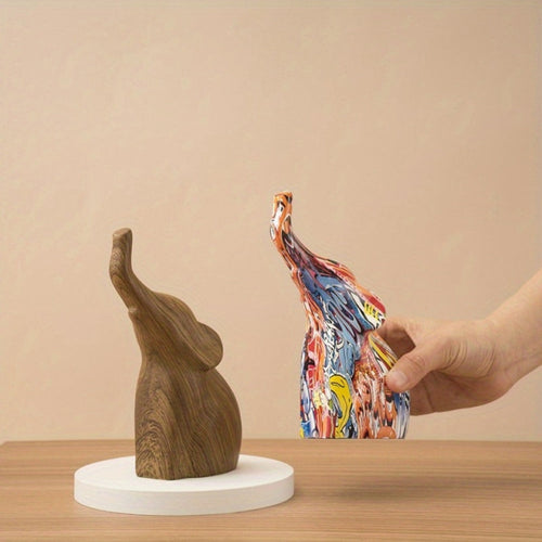 Colorful Graffiti Elephant Resin Statue - Unique Home Decor Figurine