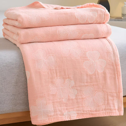 Cozy Four Leaf Clover Cotton Blanket - Soft, Warm, and Stylish Throw