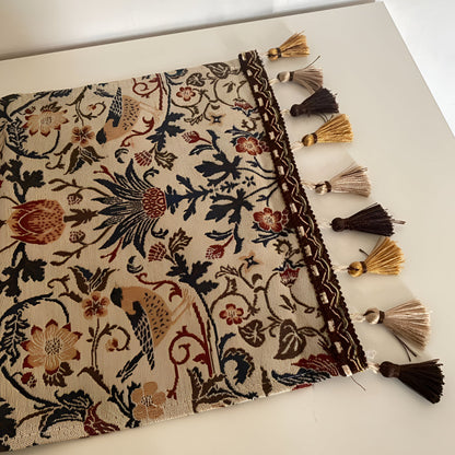 Vintage Blumen- & Vogel-Jacquard Tischläufer
