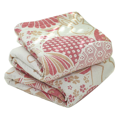 Cozy Four-Layer Cotton Throw Blanket for Home & Travel Comfort