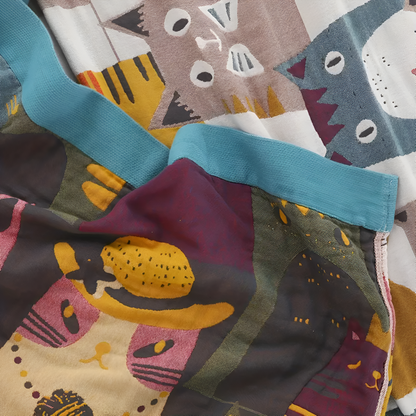 Cozy Cat Reversible Blanket - Soft Cat Print Throw for Home Decor