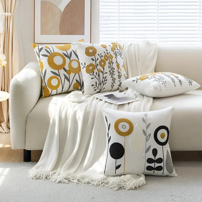 Housse de coussin décorative brodée à fleurs pour la maison