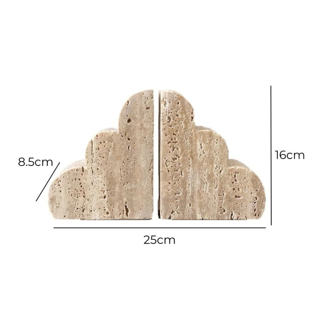 Serre-livres élégants en travertin Elysian pour la décoration intérieure et le bureau