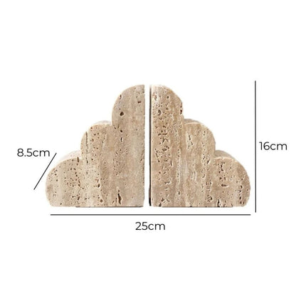 Serre-livres élégants en travertin Elysian pour la décoration intérieure et le bureau