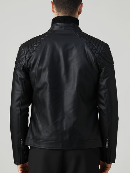 Veste polaire en cuir pour hommes – Stehkragen Biker Design pour l'hiver et l'hiver