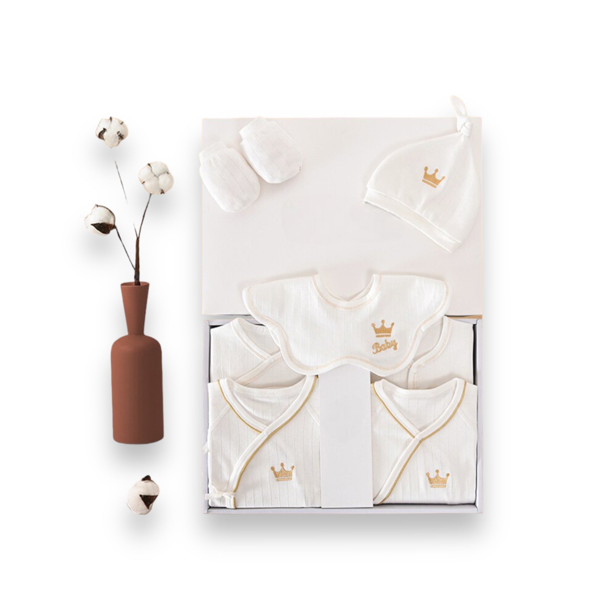 Qualitativ Baby Erstausstattungs-Set | Luxus-Geschenkbox für Neugeborene | 100% Bio-Baumwolle | Inkl. Decke, Kleidung & Accessoires | Hypoallergen