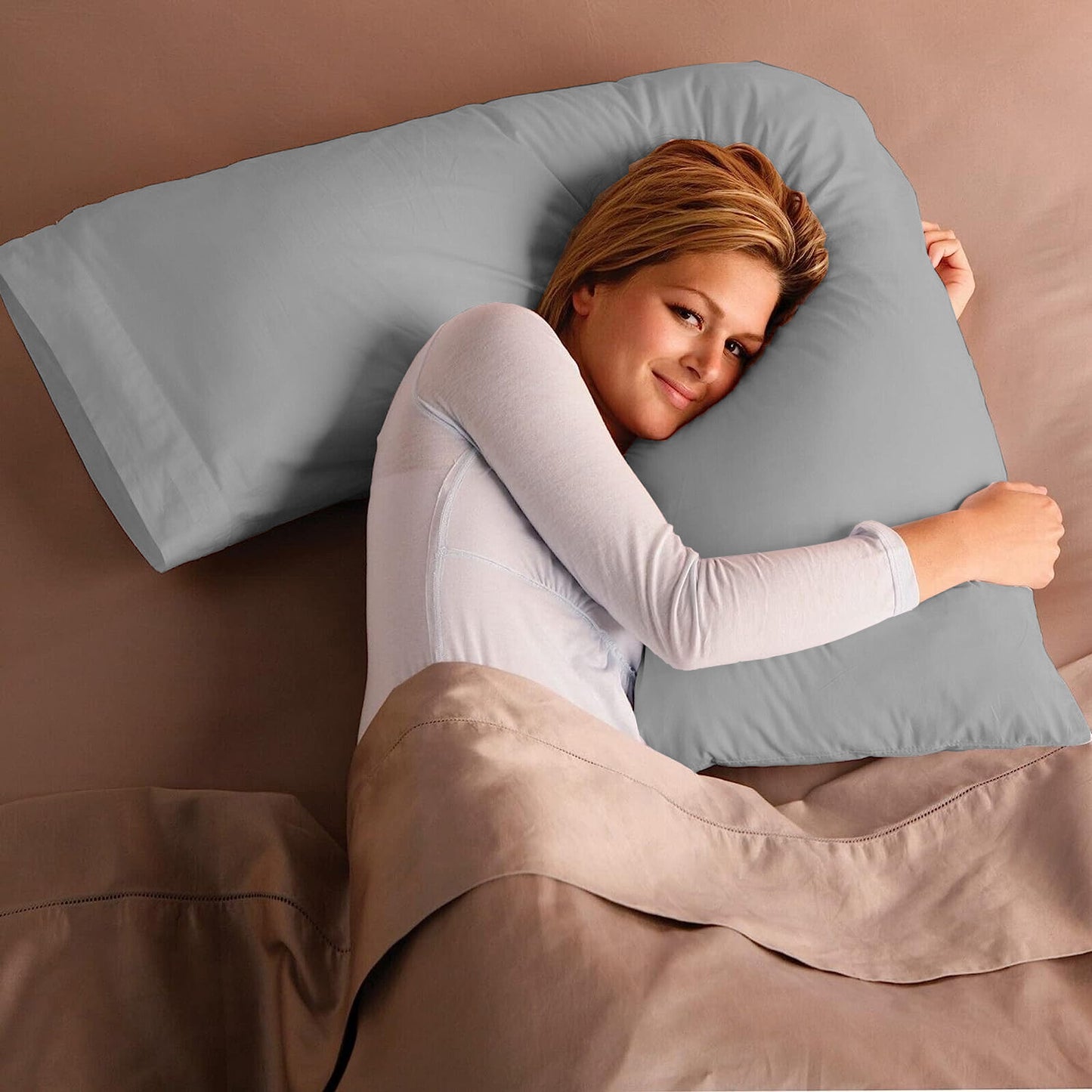 V Shaped Pillow with Case - Extra Filled Neck Support for Pregnancy, Nursing & Orthopedic Comfort