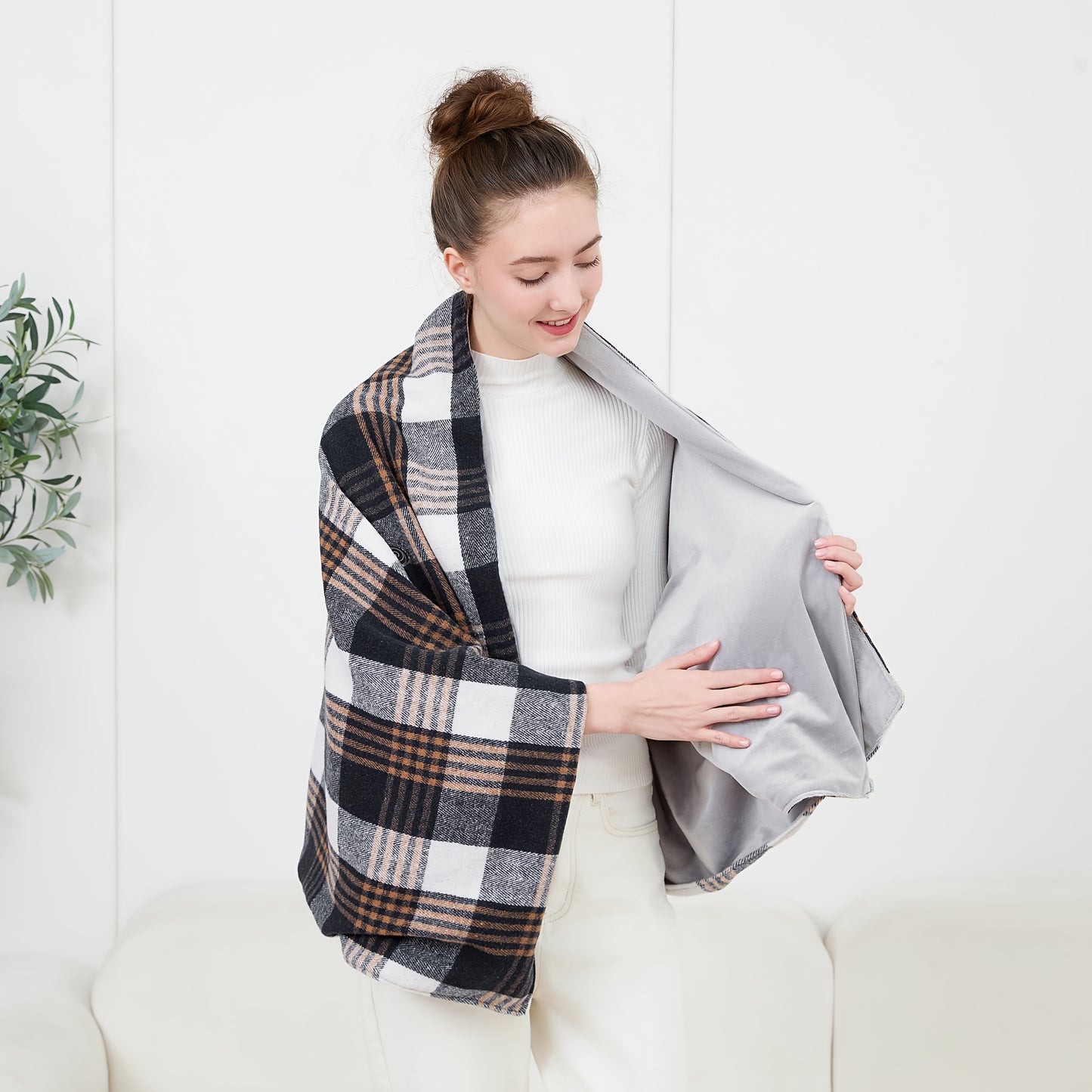 Elektrische Deken USB Verwarmde Plaid, Draagbare Warme Sjaal for Reizen &amp; Kantoor