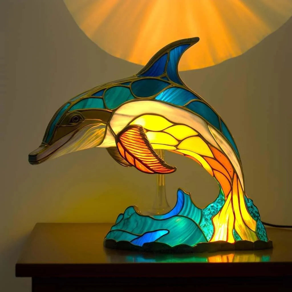 Stained Glass Animal Table Lamp – Decorative Lighting for Home