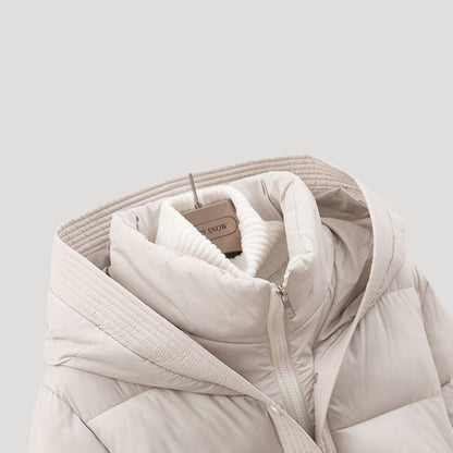 Damen Kurze Pufferjacke | Gurtgepufferte Jacke mit Kapuze