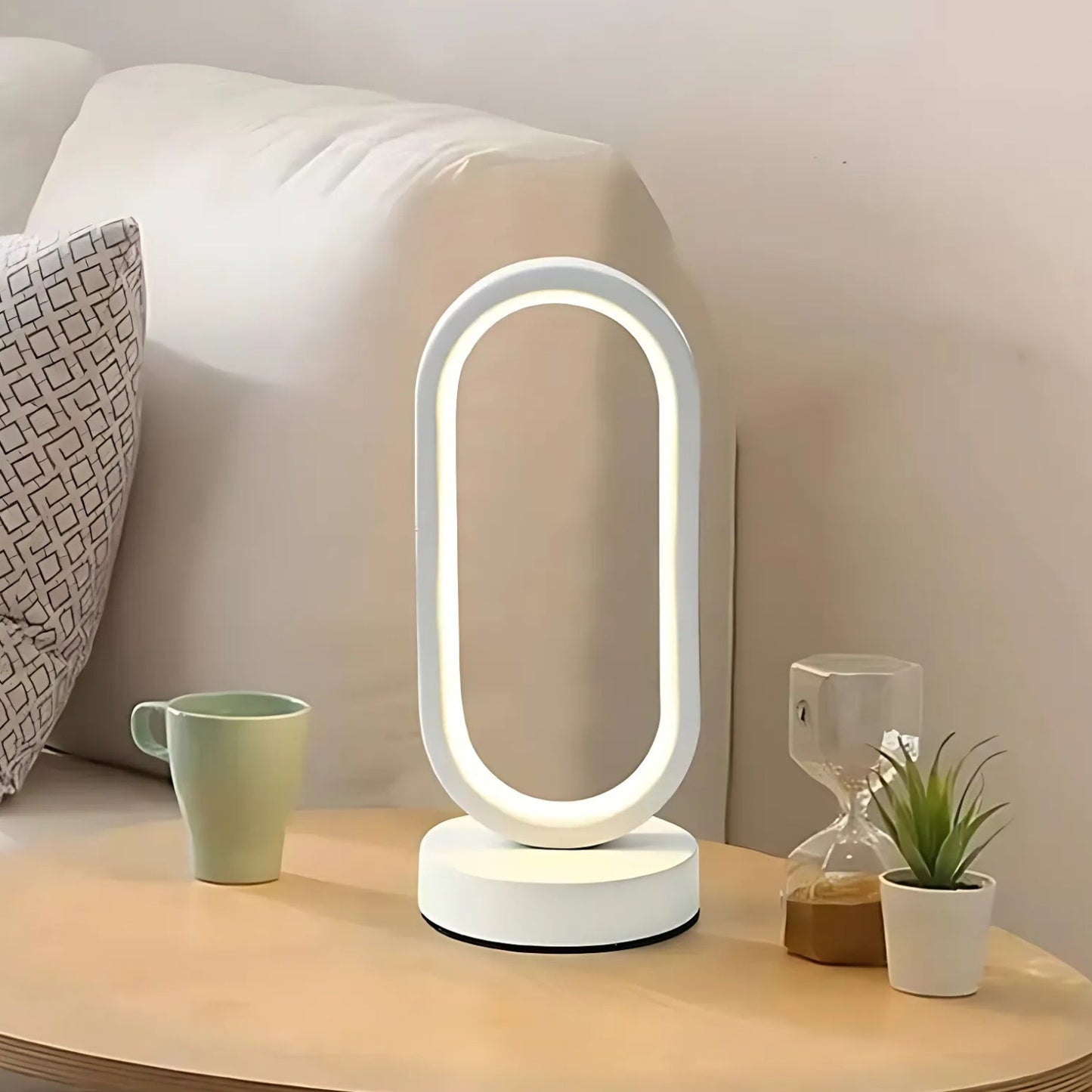 Lampe de table LED ovale arquée moderne - Éclairage d'ambiance élégant pour la maison