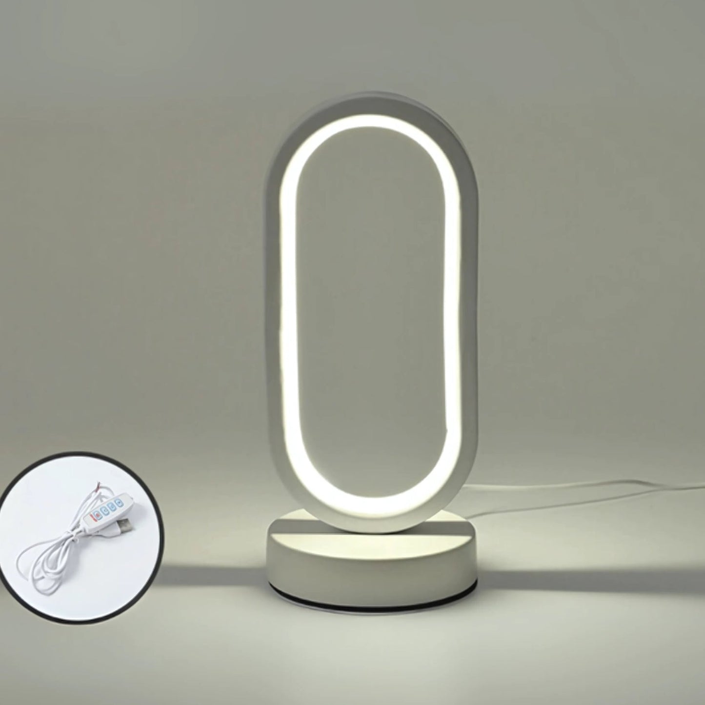 Lampe de table LED ovale arquée moderne - Éclairage d'ambiance élégant pour la maison