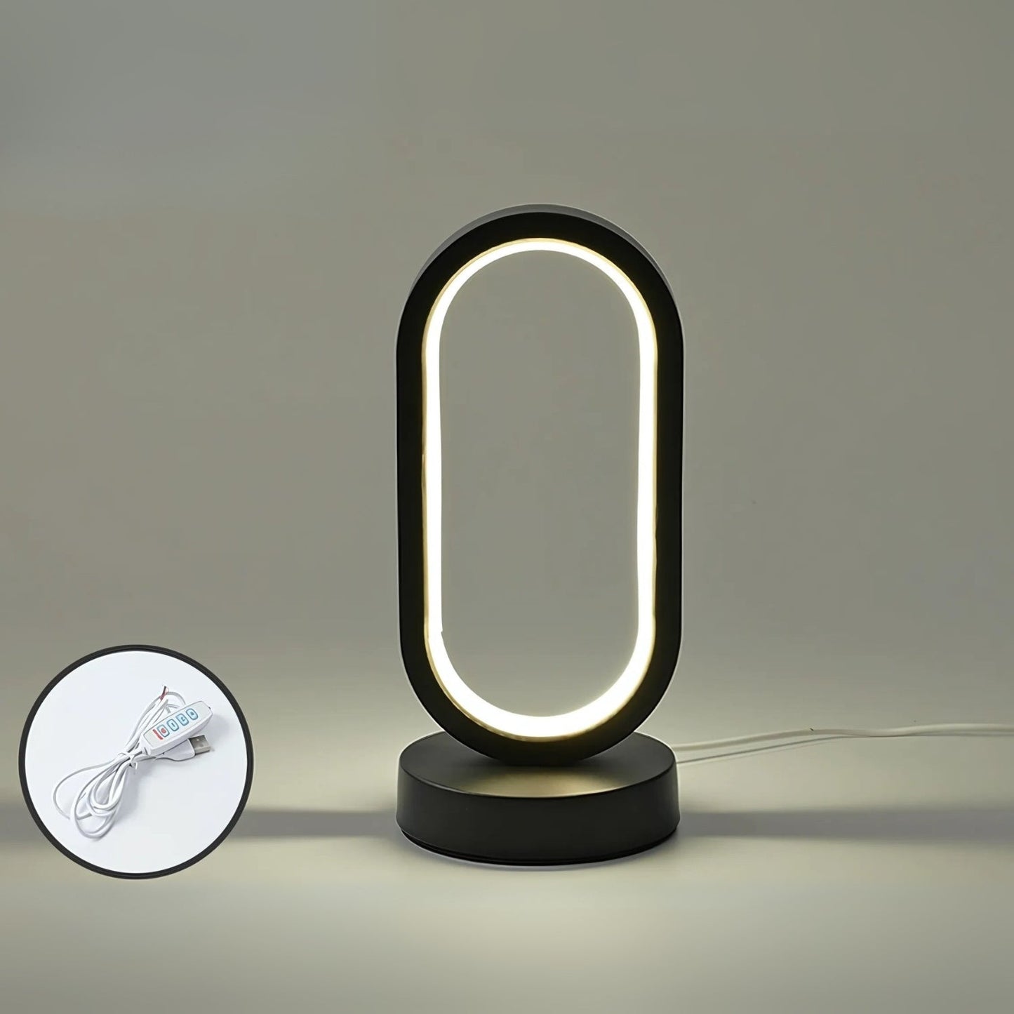 Lampe de table LED ovale arquée moderne - Éclairage d'ambiance élégant pour la maison
