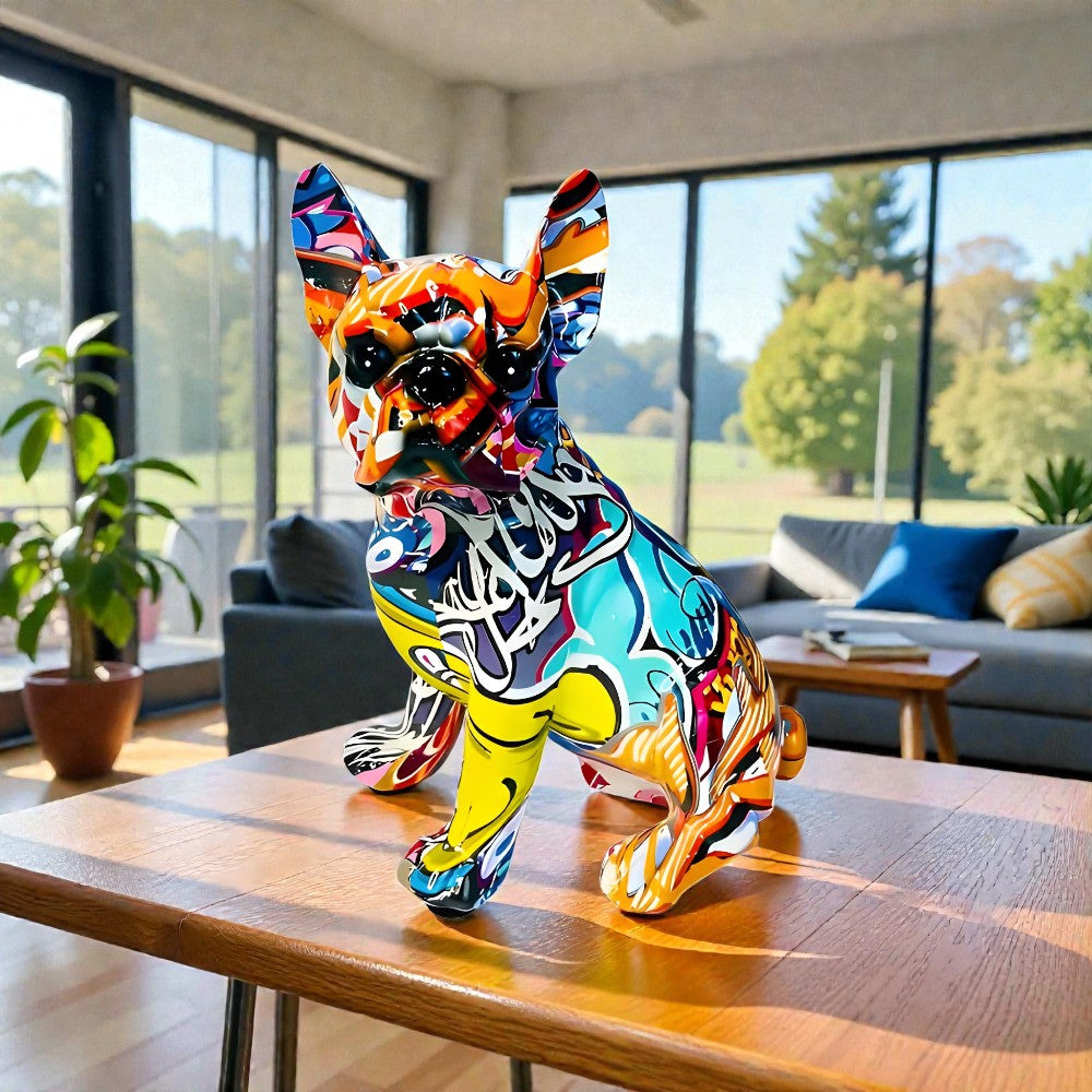Bulldog Graffiti Statue - Unique Art Decor for Dog Lovers