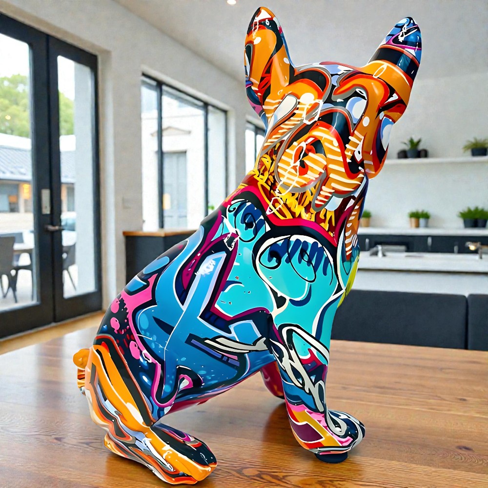 Bulldog Graffiti Statue - Unique Art Decor for Dog Lovers