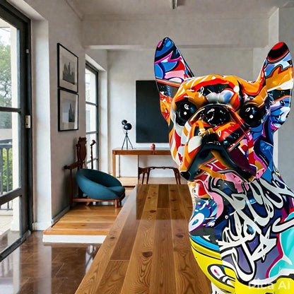 Bulldog Graffiti Statue - Unique Art Decor for Dog Lovers