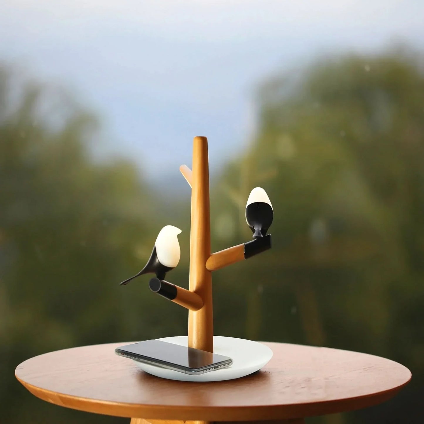 Lampe de bureau LED avec double chargeur sans fil pour téléphone et port USB