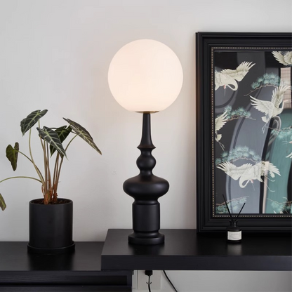 Stylish Modern Floor Lamp with Black Metal Base & Globe Shade