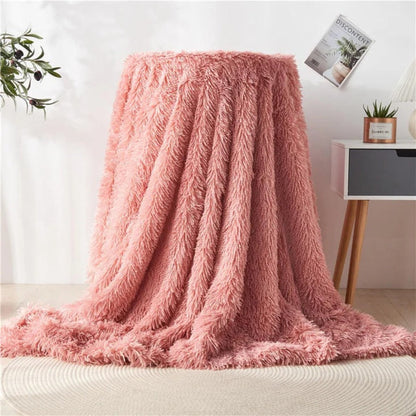 Cozy Fuzzy Faux Fur Throw Blanket for Home Decor & Warmth
